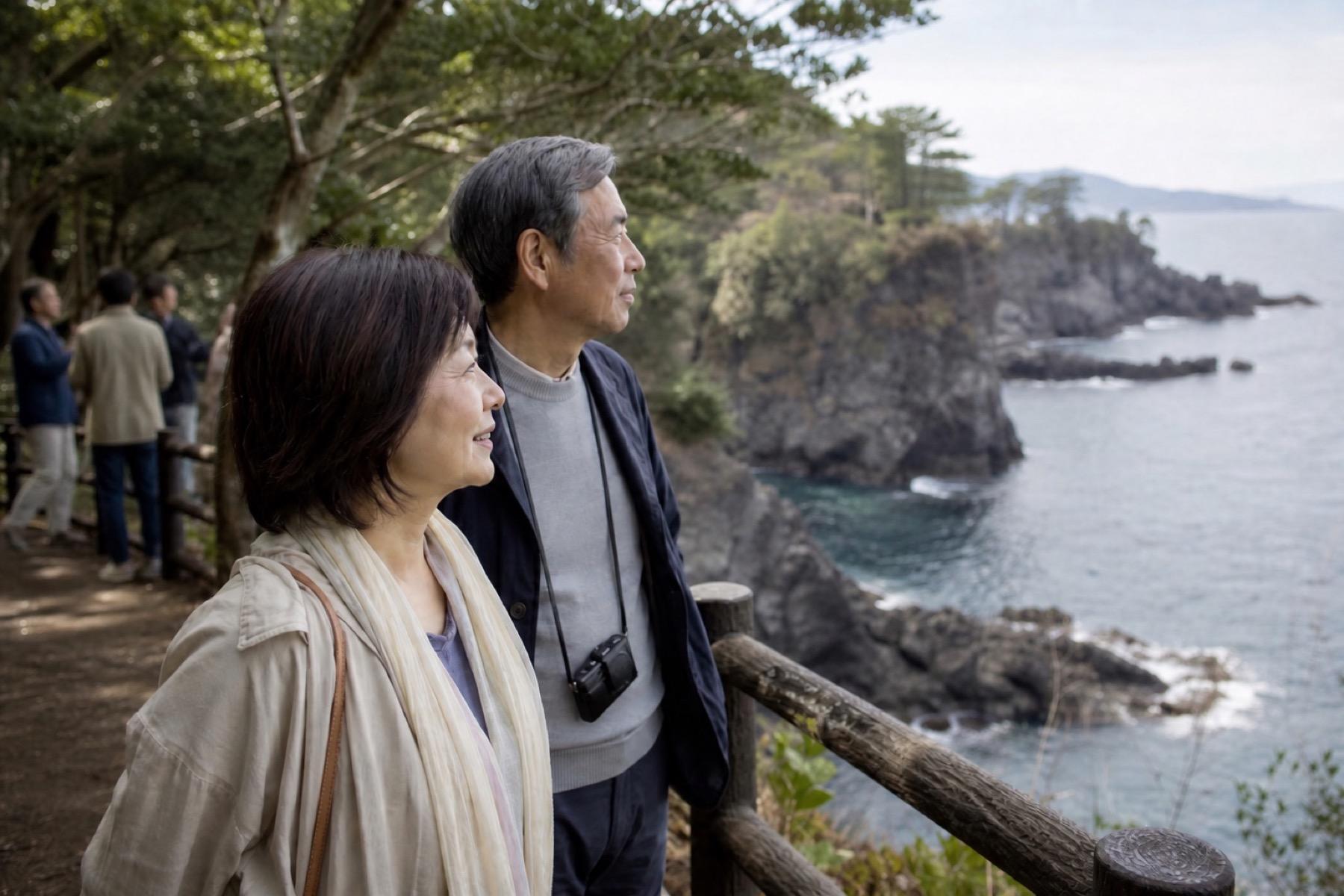伊東の森と海岸を眺めるご夫婦