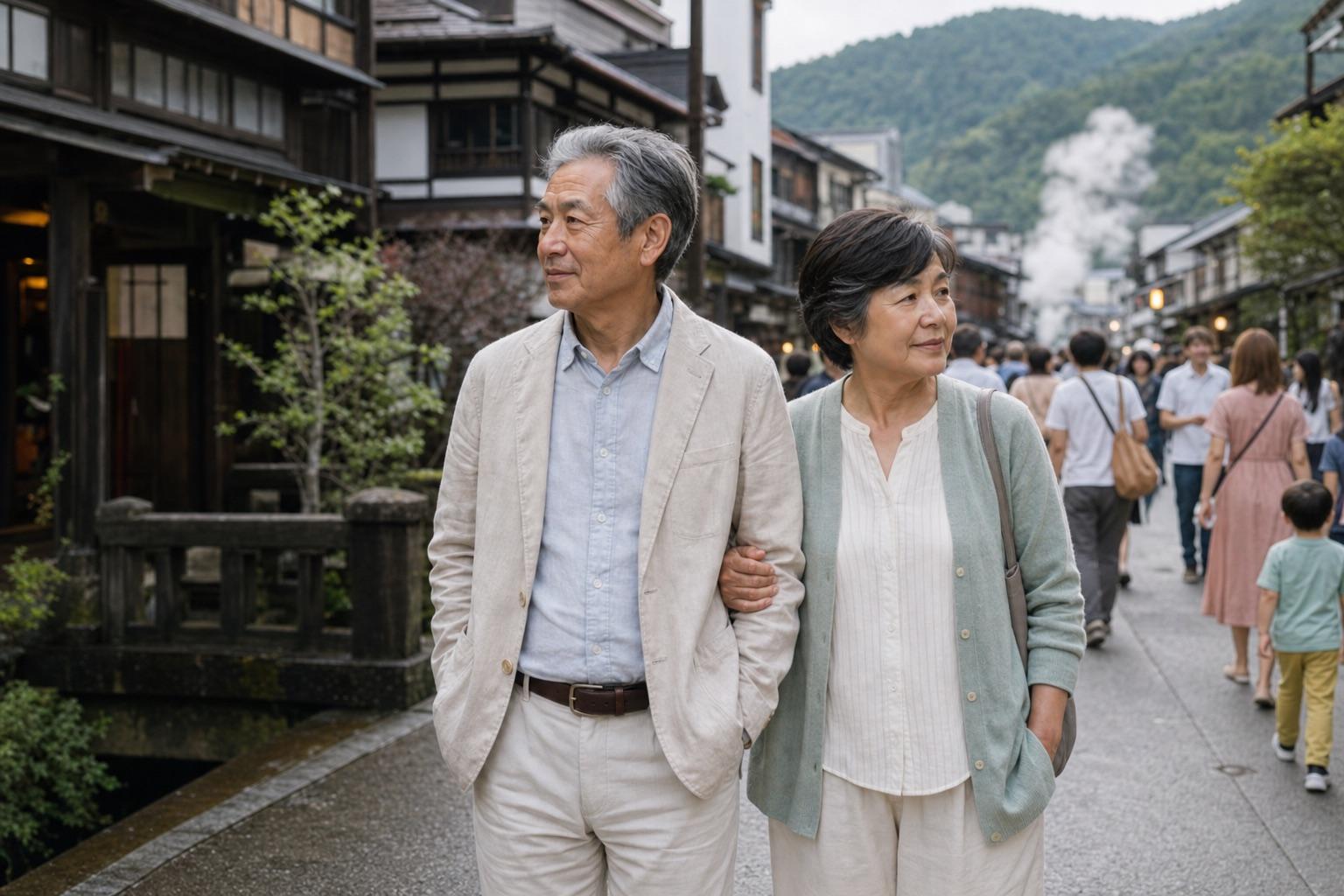 箱根の温泉街で休みが始まる、夫婦の穏やかな朝