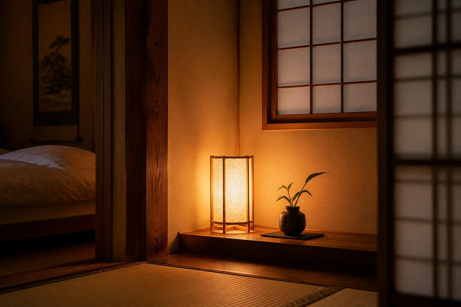 和紙の灯りがつくる、温かい夜の光