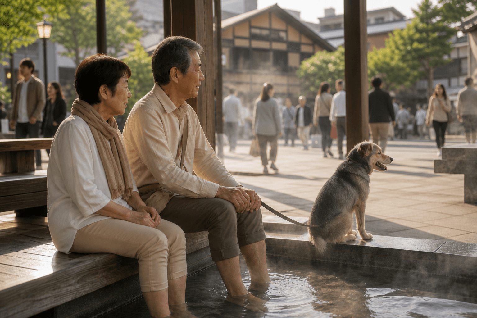 湯沢でご両親と愛犬がゆるく過ごす休日のイメージ