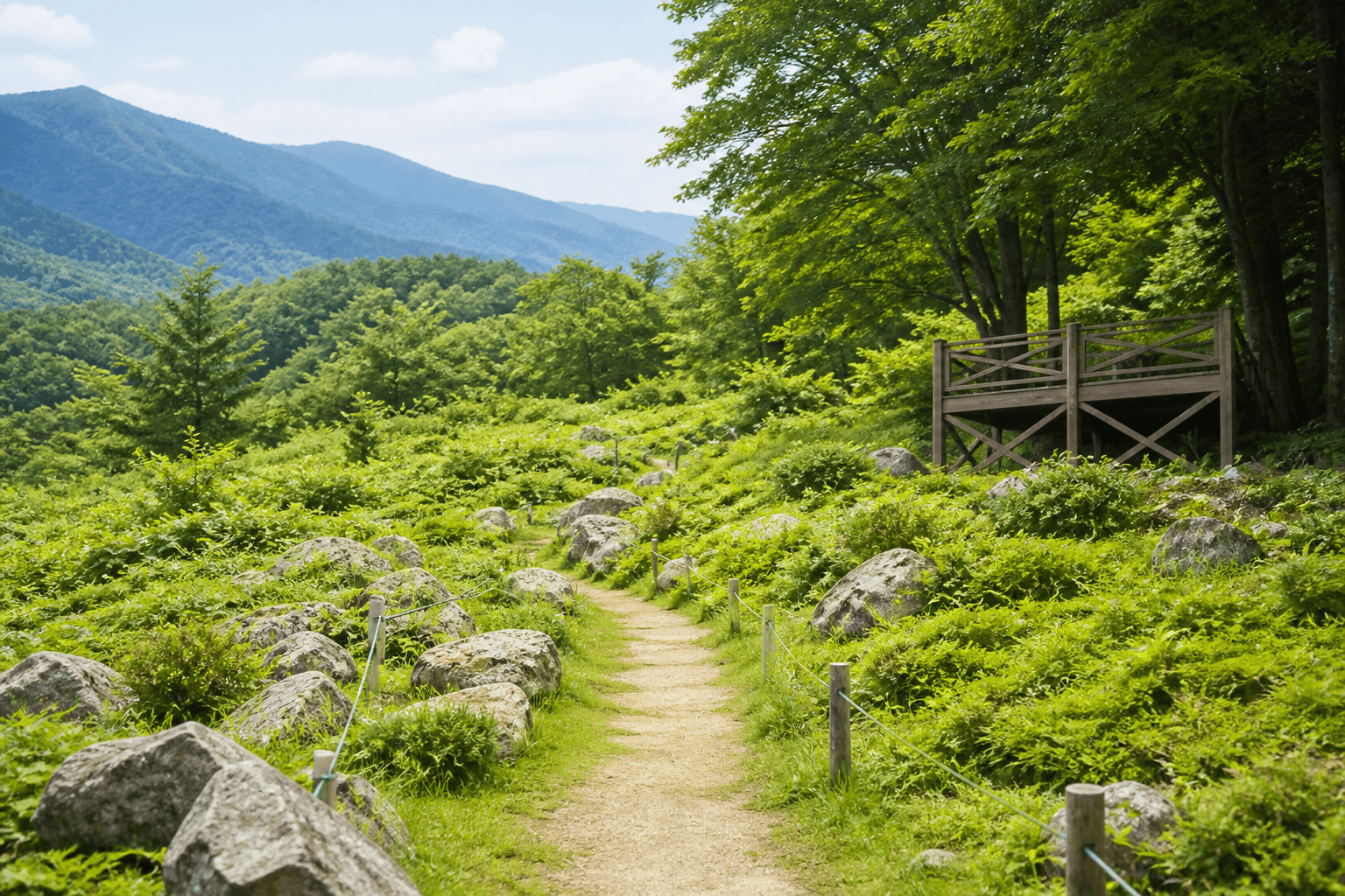 湯沢高原パノラマパークの緑季の高原風景